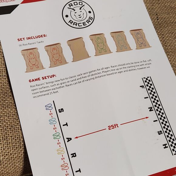 Roo Racer Burlap Potato Sack Race Bags – Set of 6, Unused, Party-Ready Fun - Picture 2 of 4